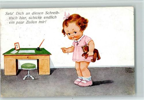 sign John Wills - Schreibtisch mit einem Tintenfass, gute Erhaltung AK