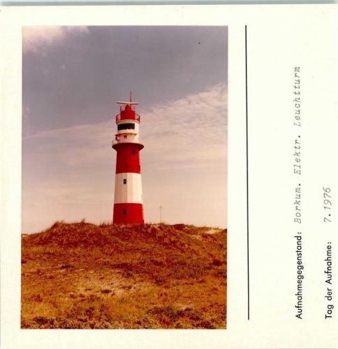 Borkum Elektr. Leuchtturm Foto montiert auf Karton