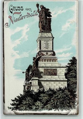 W6220 Rüdesheim am Rhein Niederwalddenkmal Denkmal Lithographie
