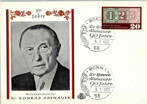 Adenauer 90 Jahre - Sonderstempel 1966 - Ganzsache