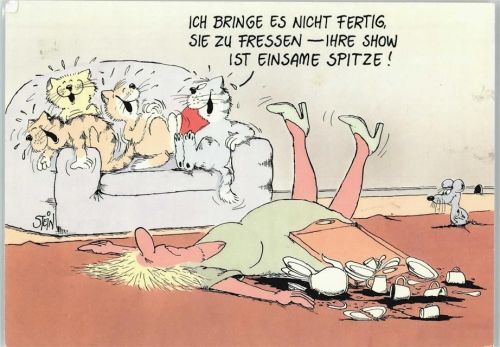 1994 60/200 Künstler sign Ulli Stein Katzen Humor