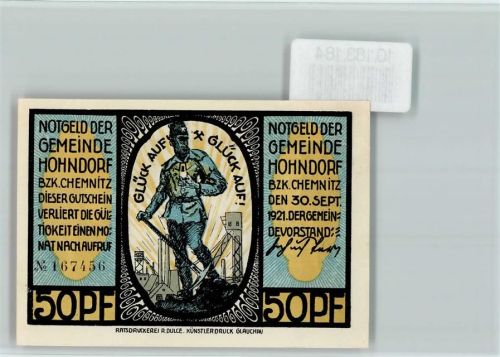 Hohndorf Notgeld Glückauf Bergmannssiedlung
