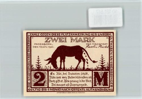 33098 W4790 Paderborn - Notgeld Eselgasse Dukaten-Esel