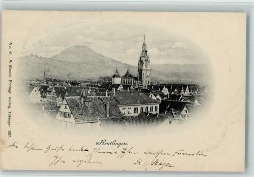 Reutlingen 1898 Blick über die Dächer von Reutlingen