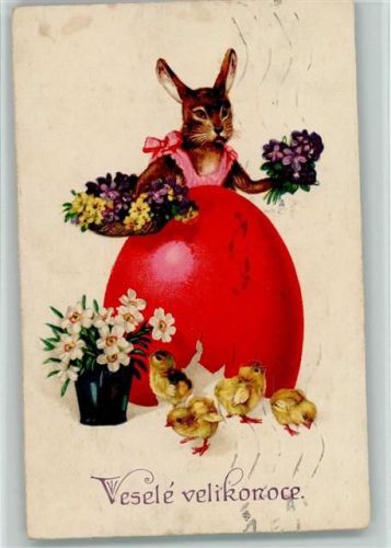 1926 Amag 1948 Ostern, Vesele velikonoce , Hase mit einem großen Ei AK