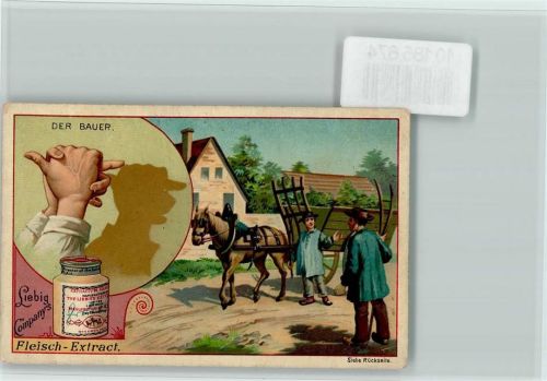 Finger Schattenspiel, der Bauer , Sammelbild Liebig