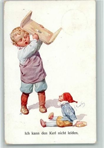 1912 Verlag BKW Serie 690-3 - Kind mit seiner Kasperpuppe AK