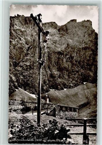Mittenwald Dammkar Hütte und Hüttenstempel AK