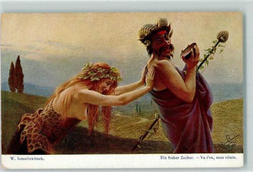 1916 sign Ismailowitsch - Weingott - ein froher Zecher AK