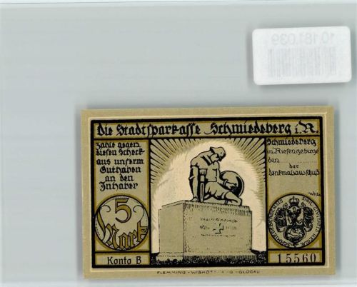 Schmiedeberg i Rsgb Notgeld Kriegerdenkmal Schloß Neuhof