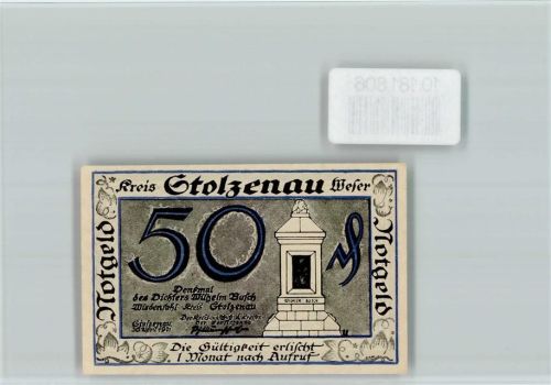 Stolzenau Notgeld Denkmal Wilhelm Busch