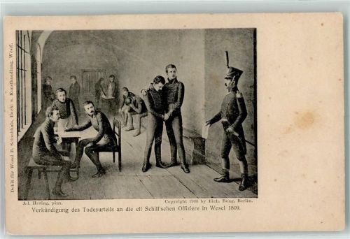Verkündigung des Todesurteils an die elf Schillschen Offiziere 1809
