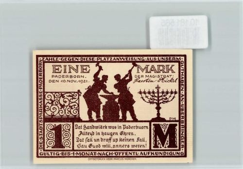 Paderborn Notgeld Schmied Busdorf Kirche