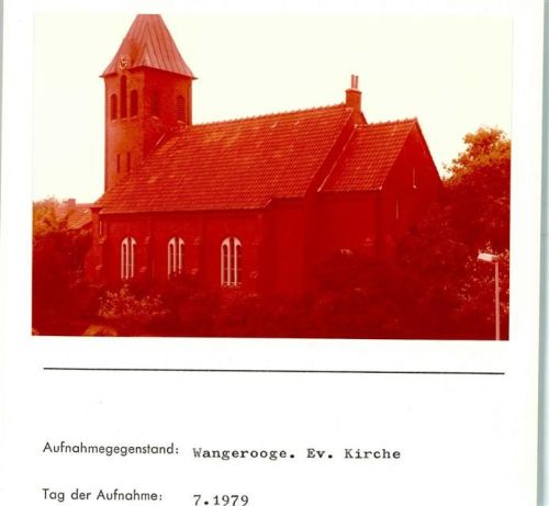Nordseeheilbad Wangerooge Evangel. Kirche Foto montiert auf Karton