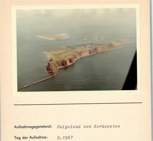 Helgoland Luftaufnahme von Norwesten Foto montiert auf Karton