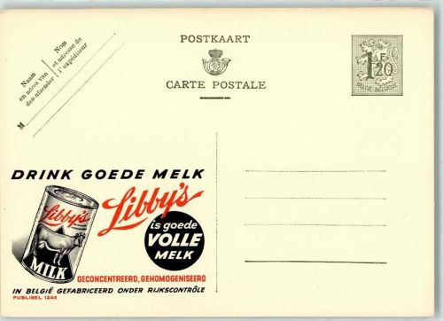 Libbys Konserven , Publibel 1244 Belgische Ganzsache Wertstufe 1,20