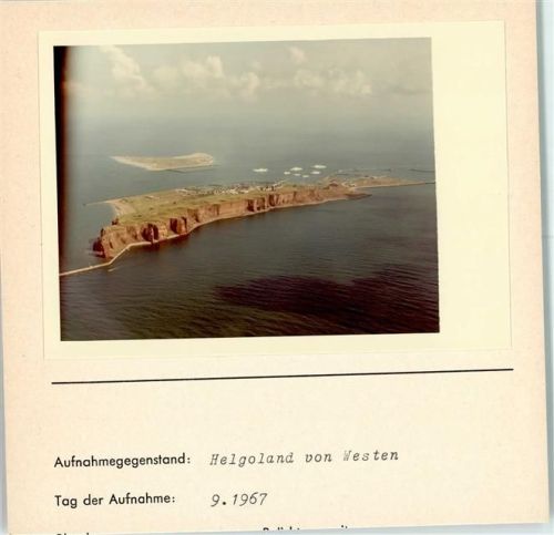 Helgoland Luftaufnahme von Westen Foto montiert auf Karton