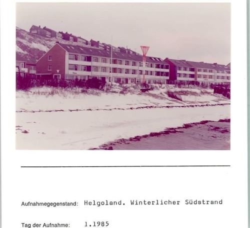 Helgoland Winter Südstrand Foto montiert auf Karton