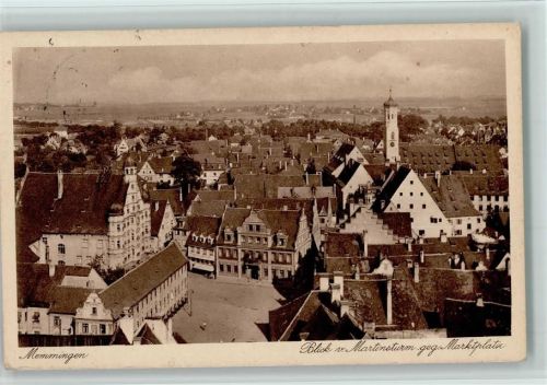87700 W8940 Memmingen Kupfertiefdruck Blick vom Martinsturm gegen Marktplatz