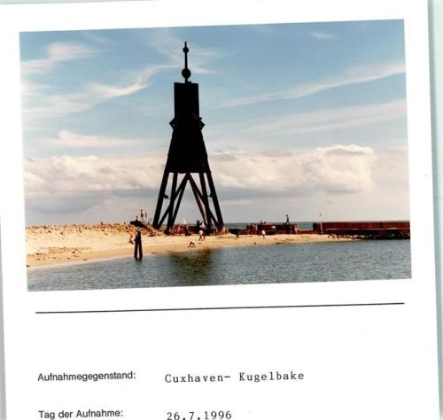Cuxhaven Kugelbake Foto montiert auf Karton