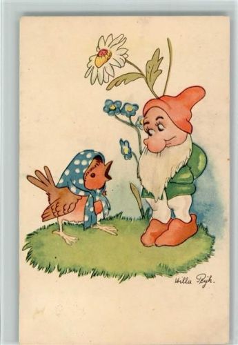 1942 Zwerg und Vogel unterhalten AK