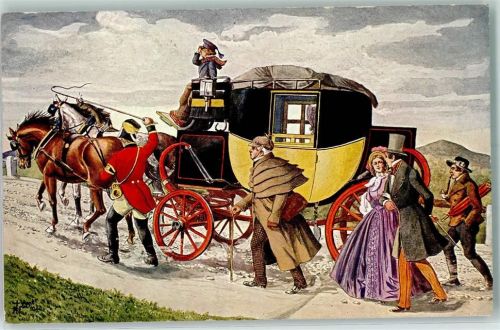 1916 Eilpost mit Bergvorgespann anno 1848 AK
