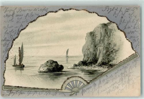 1901 AK mit Glimmerauflage Lithographie