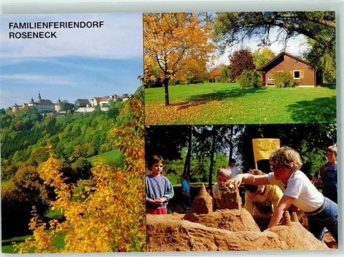 Langenburg Familienferiendorf Roseneck Sandburgen Rückseite mit Abschürfungen bzw Kleberesten