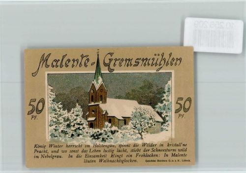 Malente-Gremsmühlen Notgeld Kirche Winter