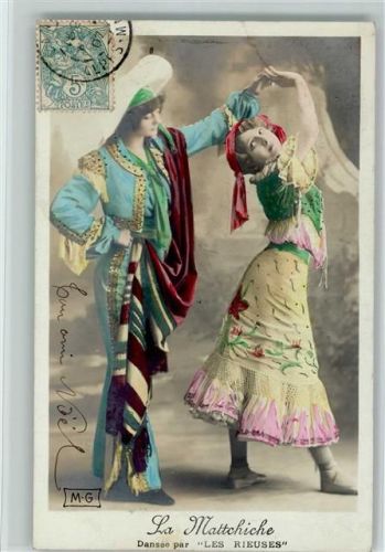 1907 Handcoloriert - La Mattchiche - Tanzpaar "Les Rieuses", Verlag M.G. Serie 501