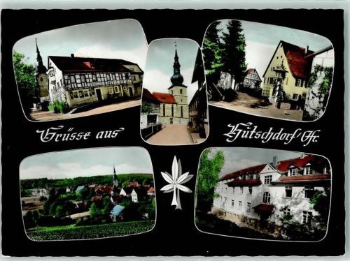 Hutschdorf Rückseite mit Abschürfungen bzw Kleberesten