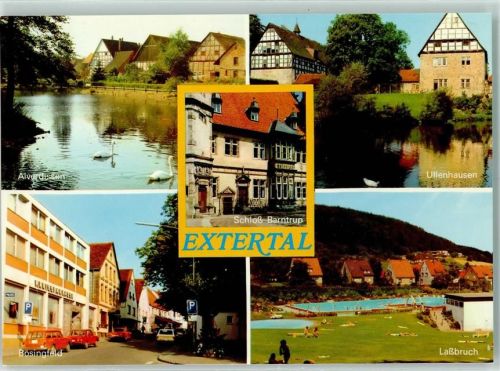 Extertal Alverdissen Schloß Barntrup Ullenhausen Bösingfeld Laßbruch Schwimmbad Rückseite mit Abschürfungen bzw Kleberesten