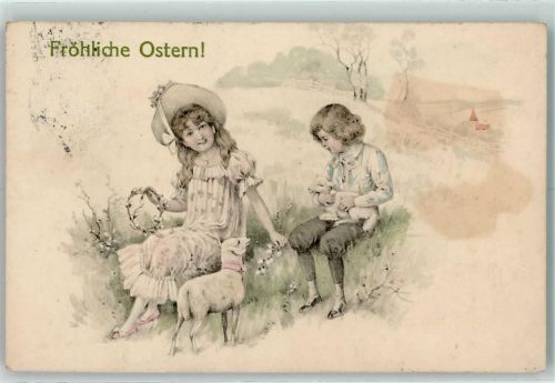 1911 Kinder mit Lämmer AK