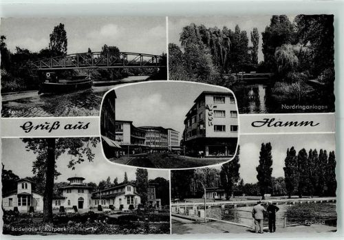 Hamm Kanal Nordringanlagen Badehaus im Kurpark Freibad Rückseite mit Abschürfungen bzw Kleberesten