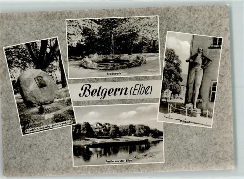 Belgern Friedrich-Ludwig-Jahn-Denkmal Stadtpark Partie an der Elbe Roland