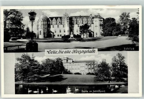 Celle Schloß Partie im Schloßpark Schwäne