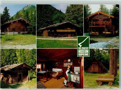 Ruhpolding Holzknecht-Museum Rückseite mit Abschürfungen bzw Kleberesten