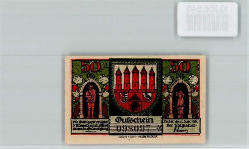 39261 O3400 Zerbst - Notgeld 50 Pfennig Frauentor