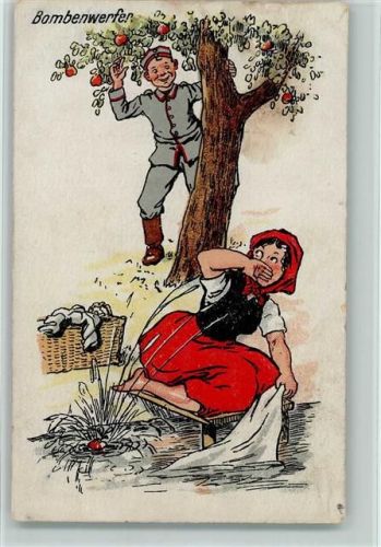 1918 Bombenwerfer - Soldat wirft mit Äpfeln , Wäsche waschen