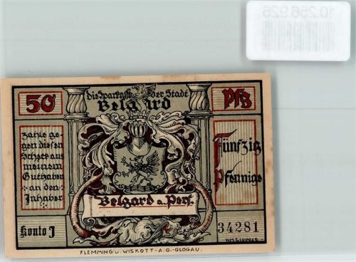 Belgard an der Persante Notgeld 50 Pfennig