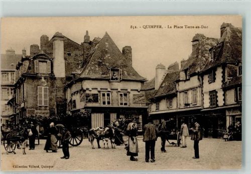 Quimper 1916 La Place Terre-au-Duc - Tiergespanne