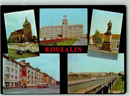 Köslin Gotycki kosciol z XIV w. Ratusz. Pomnik Wdziecznosci Ulica Zwyciestwa Osiedle mieszkaniowe Polnoc