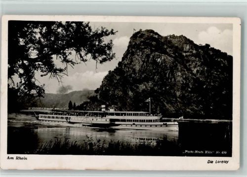 1954 Photo Kratz Nr. 699 - Raddampfer an der Loreley