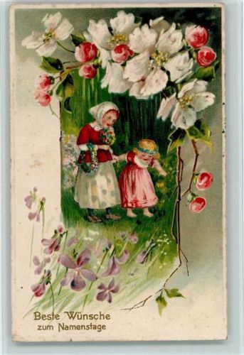 1915 Kinder mit einem Blumenkranz, AK