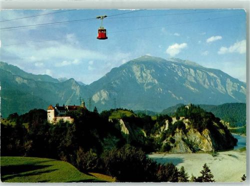 Rhäzüns 1969 Schloss Rhäzüns und Schwebebahn Rähzüns-Feldis