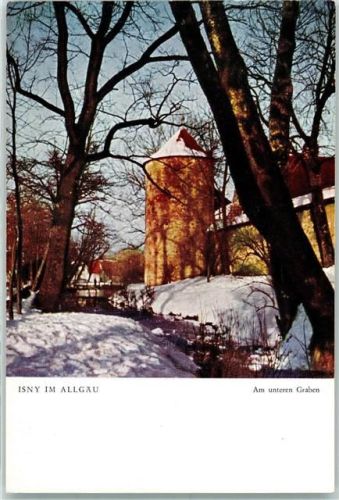 Isny Am unteren Graben Winter Rückseite mit Abschürfungen bzw Kleberesten