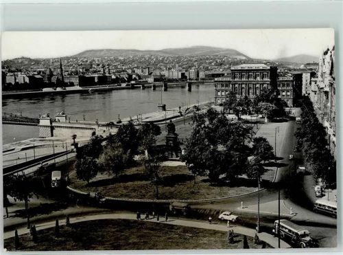 Budapest 1959 Panorama mit der Donau, Omnibus AK