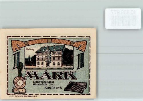 Glashütte 1 Mark Notgeld Rathaus