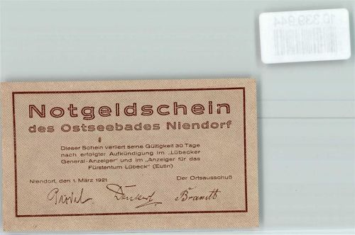 Niendorf 50 Pfennig Notgeld Ostseestrand