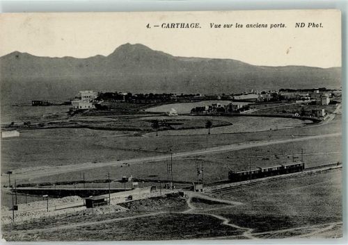 Karthago 1919 Vue sur le anciens ports , Eisenbahn